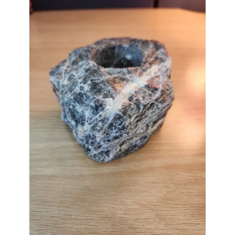 Natural Rough Stone‎ Sodalite Tealight Candle Holder Unique Nature Rock